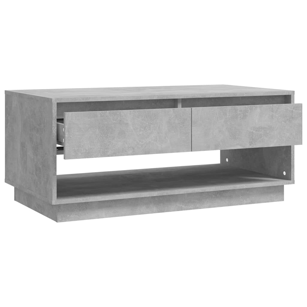 Mesa de Centro Madrid com 2 Gavetas de 102 cm - Cinzento Cimento - Design Moderno