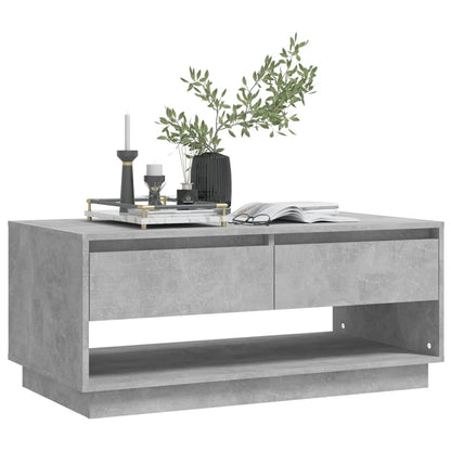 Mesa de Centro Madrid com 2 Gavetas de 102 cm - Cinzento Cimento - Design Moderno