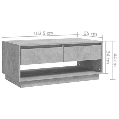 Mesa de Centro Madrid com 2 Gavetas de 102 cm - Cinzento Cimento - Design Moderno