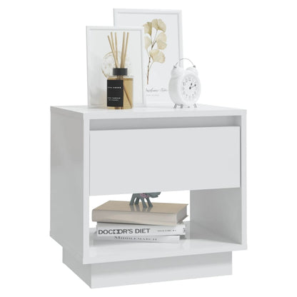 Mesa de cabeceira 45x34x44 cm contraplacado branco brilhante