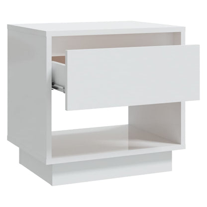 Mesa de cabeceira 45x34x44 cm contraplacado branco brilhante