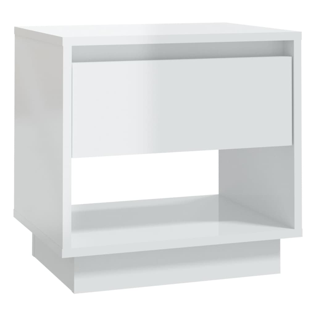 Mesas cabeceira 2 pcs 45x34x44cm contraplacado branco brilhante