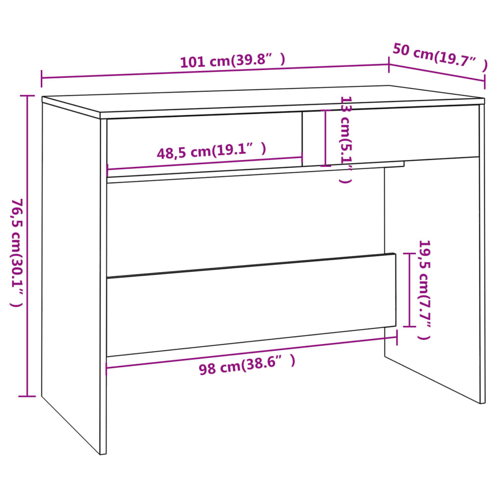 Secretária Tello com 2 Gavetas - Branco - Design Moderno