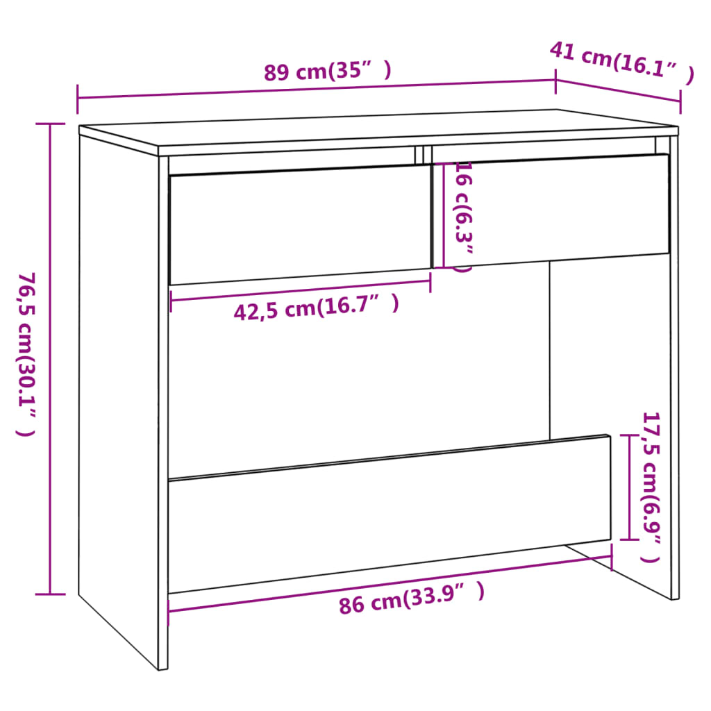 Mesa consola 89x41x76,5 cm aço preto