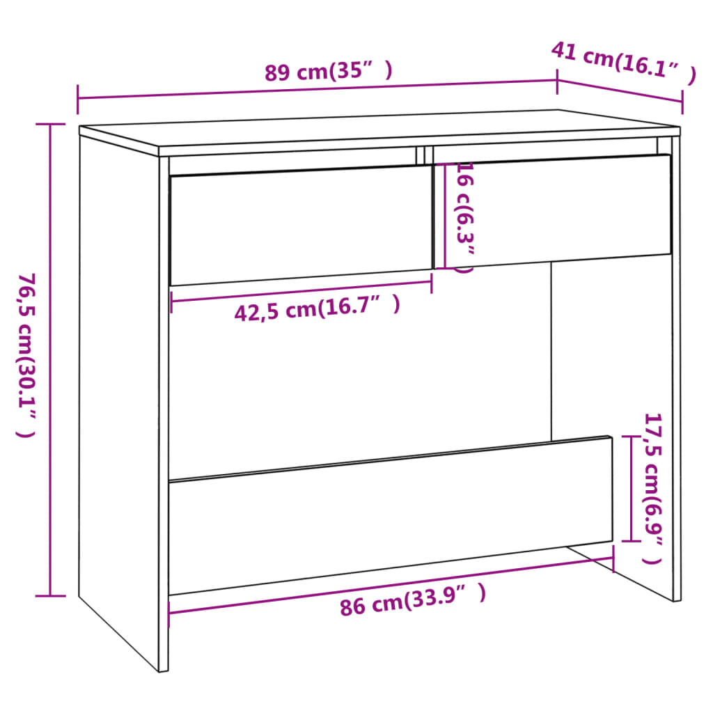 Consola de Entrada Braga de 89 cm - Carvalho - Design Moderno