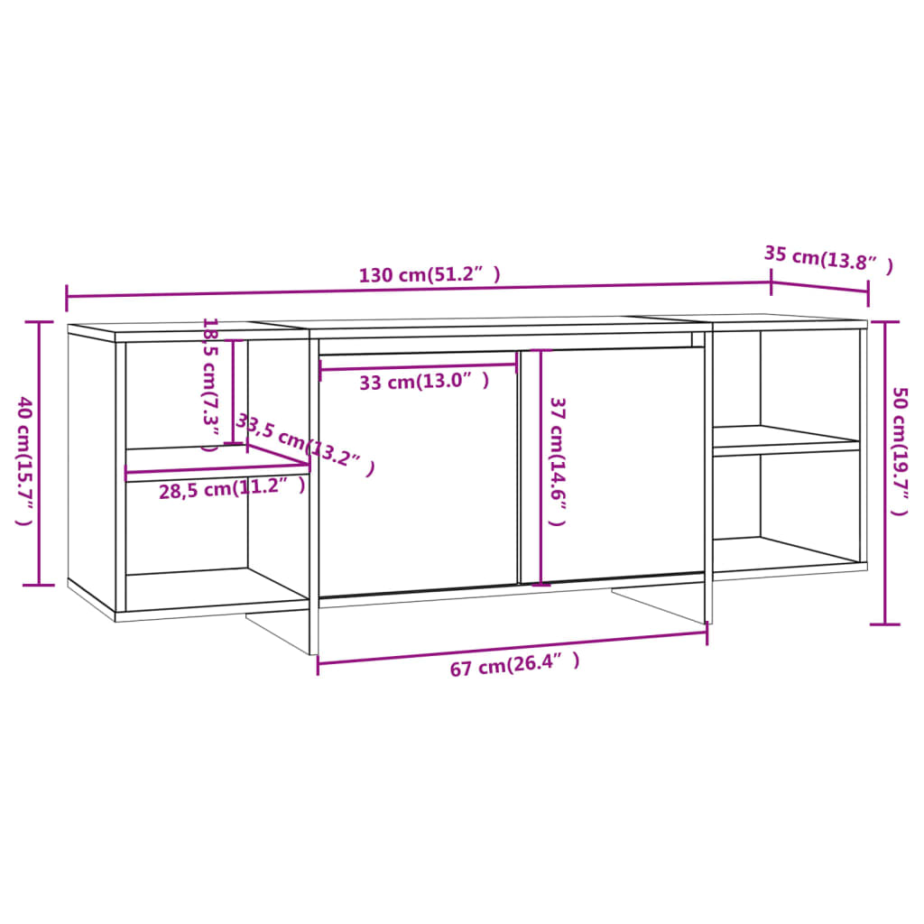 Móvel de TV Endy com 2 Portas de 130cm - Branco - Design Moderno