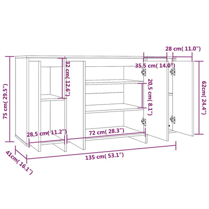 Aparador Endy de 135 cm - Carvalho - Design Moderno