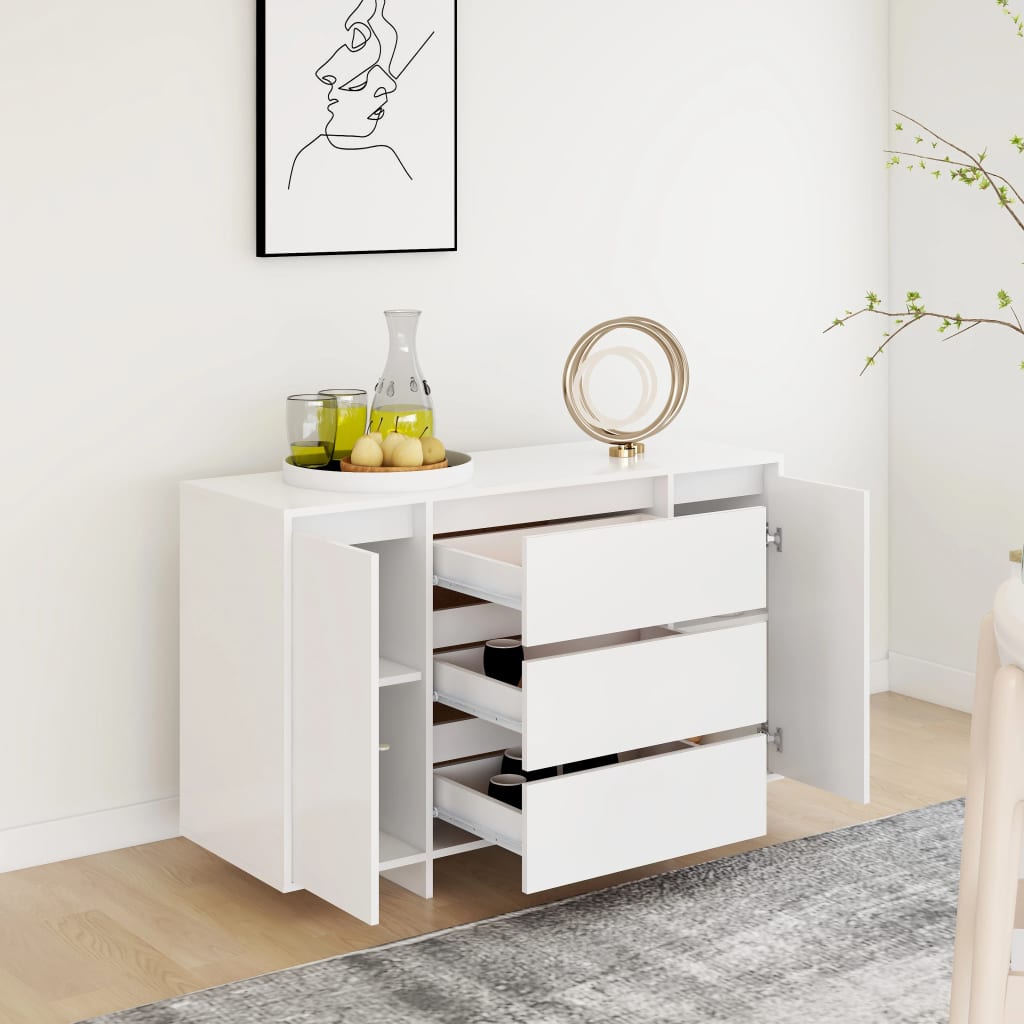 Aparador Endy com 3 Gavetas de 120 cm - Branco - Design Moderno