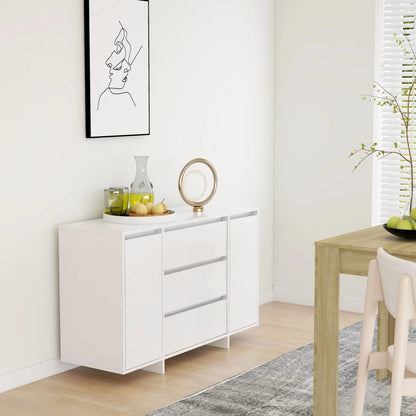 Aparador Endy com 3 Gavetas de 120 cm - Branco - Design Moderno