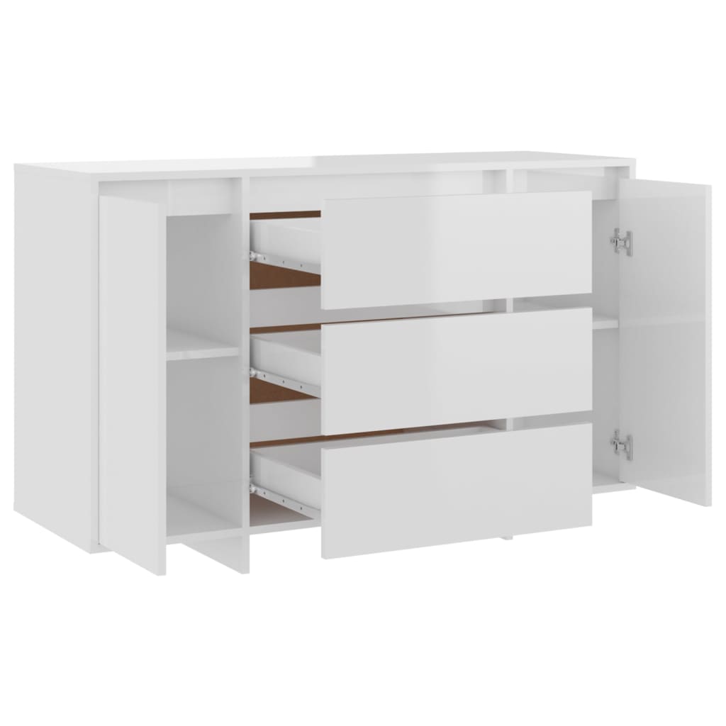 Aparador Endy com 3 Gavetas de 120 cm - Branco Brilhante - Design Moderno