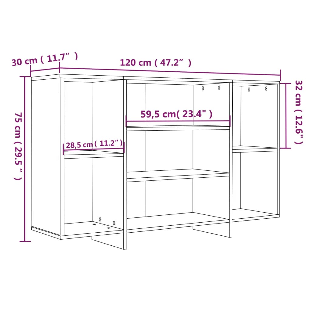 Aparador Endy Aberto de 120 cm - Carvalho - Design Moderno