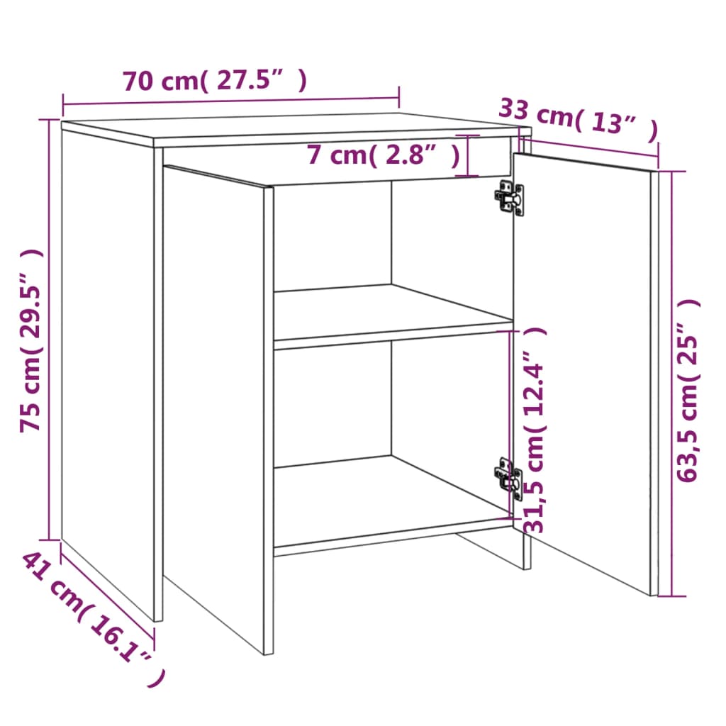 Aparador Endy com 2 Portas de 70 cm - Preto - Design Moderno