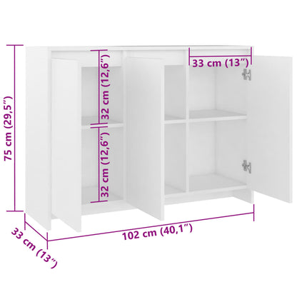 Aparador Endy de 3 Portas de 102 cm - Branco - Design Moderno