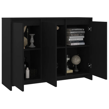 Aparador Endy de 3 Portas de 102 cm - Preto - Design Moderno