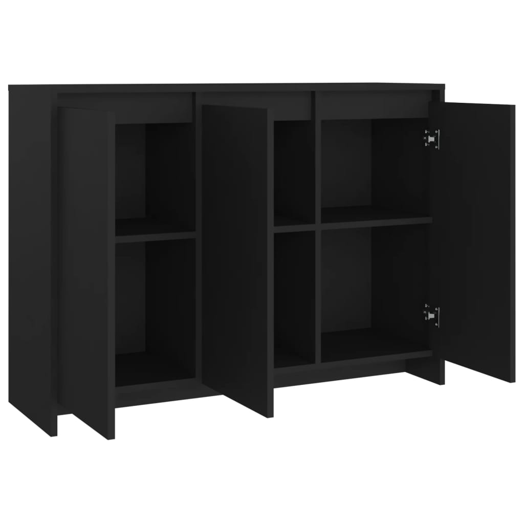 Aparador Endy de 3 Portas de 102 cm - Preto - Design Moderno