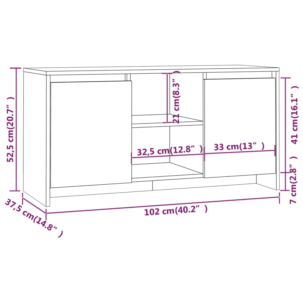 Móvel de TV 102x37,5x52,5 cm aglomerado branco