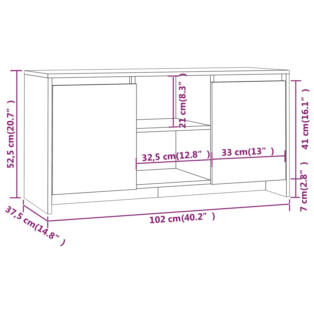 Móvel de TV 102x37,5x52,5 cm contraplacado cor carvalho sonoma