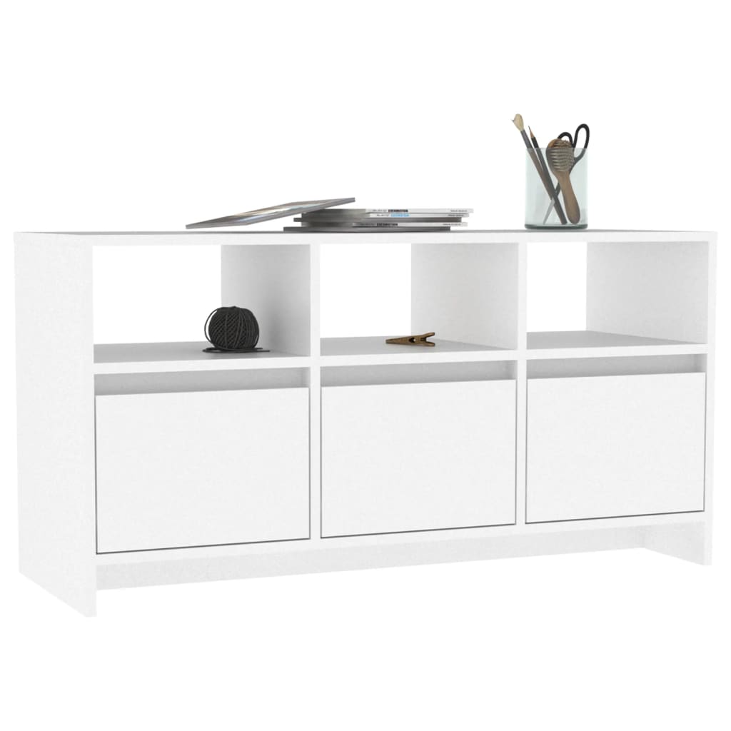 Móvel de TV Endy com 3 Gavetas e Compartimentos de 102 cm - Branco - Design Nórdico