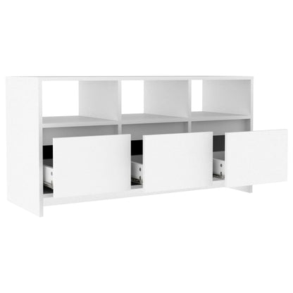 Móvel de TV Endy com 3 Gavetas e Compartimentos de 102 cm - Branco - Design Nórdico