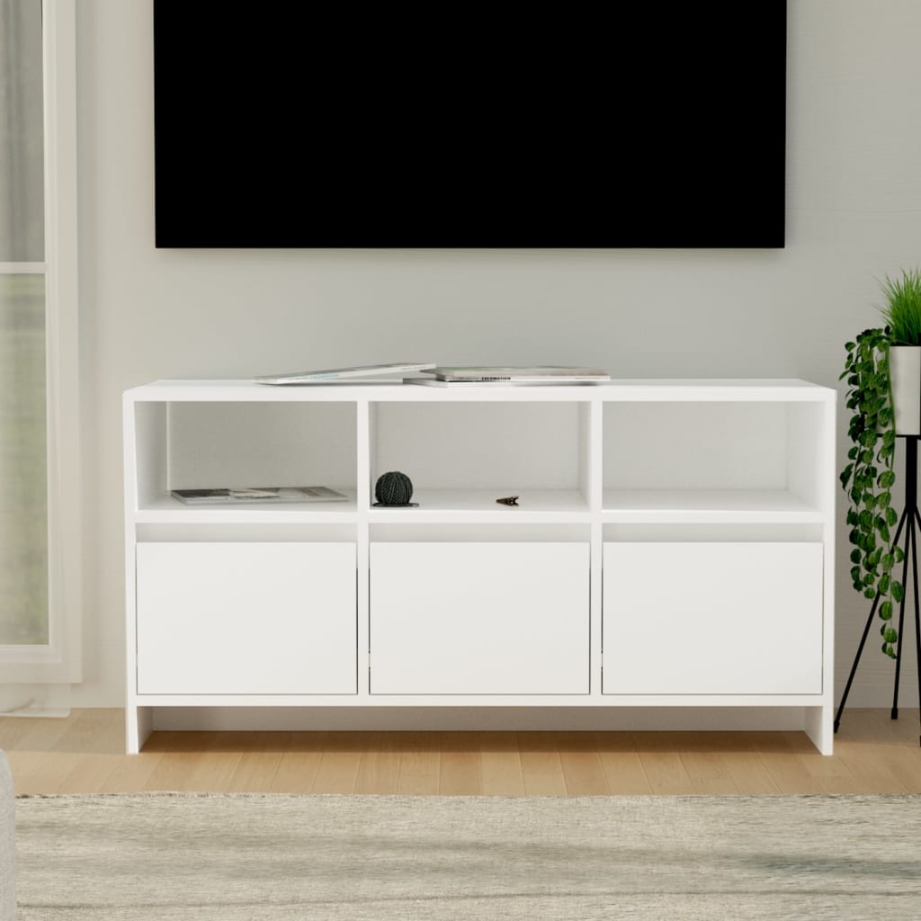 Móvel de TV Endy com 3 Gavetas e Compartimentos de 102 cm - Branco - Design Nórdico