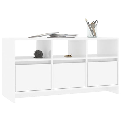 Móvel de TV Endy com 3 Gavetas e Compartimentos de 102 cm - Branco Brilhante - Design Nórdico