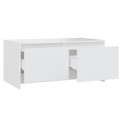 Mesa de Centro com 2 Gavetas - Branco - Design Nórdico