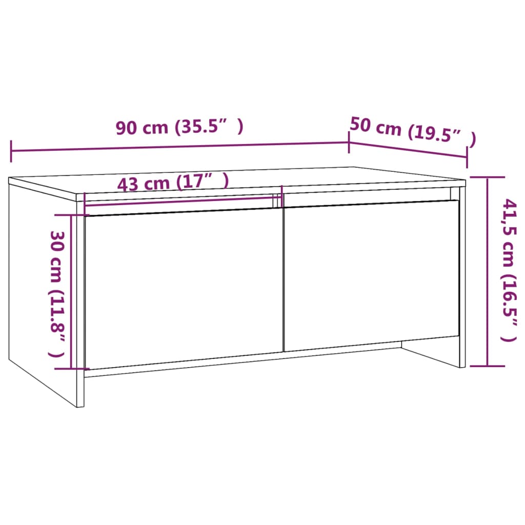 Mesa de Centro com 2 Gavetas - Branco - Design Nórdico