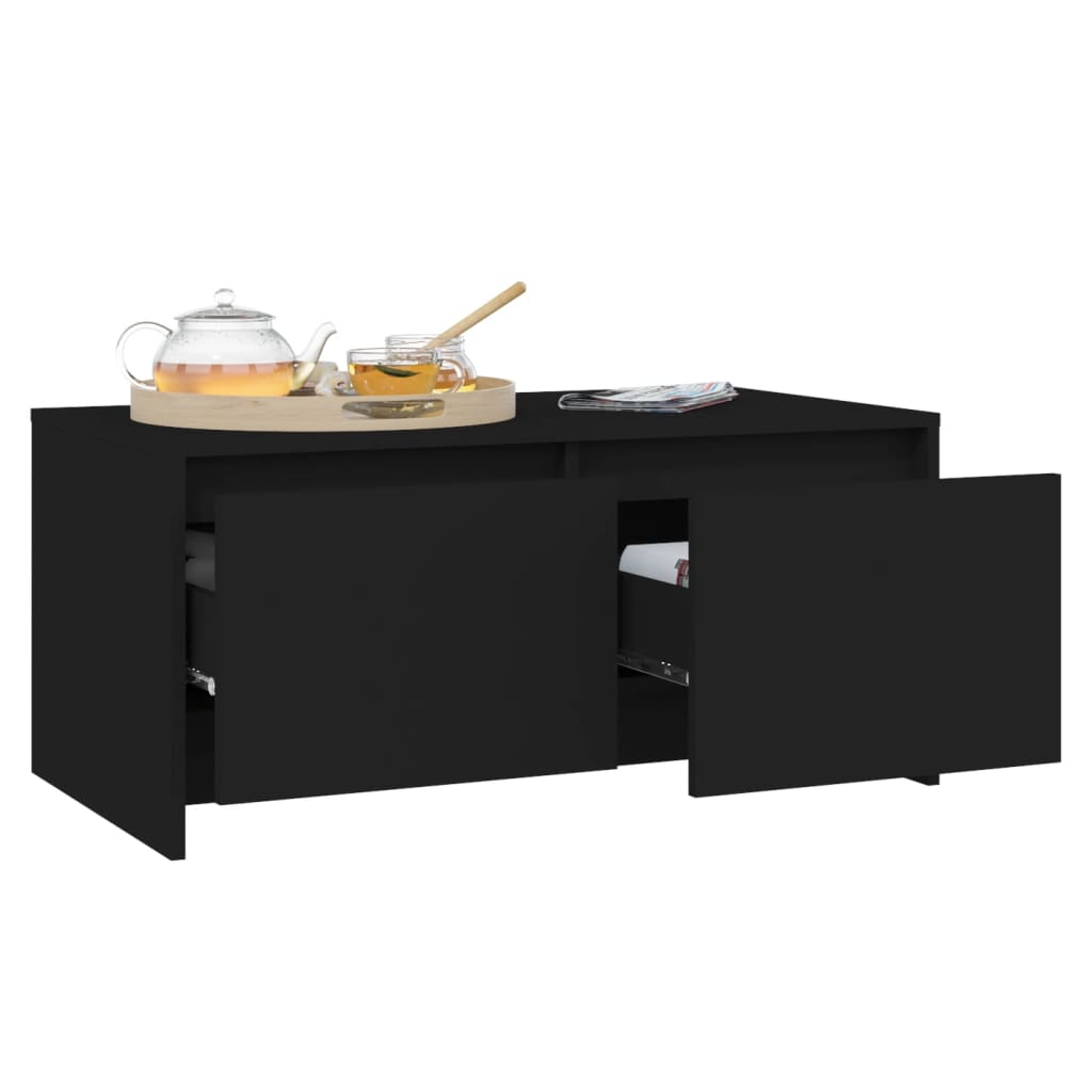 Mesa de Centro com 2 Gavetas - Preto - Design Nórdico