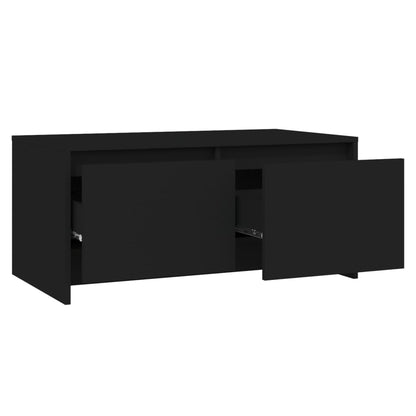 Mesa de Centro com 2 Gavetas - Preto - Design Nórdico