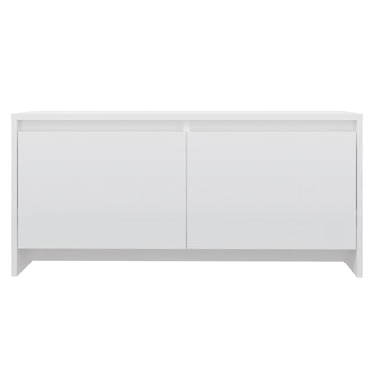 Mesa de Centro com 2 Gavetas - Branco Brilhante - Design Nórdico