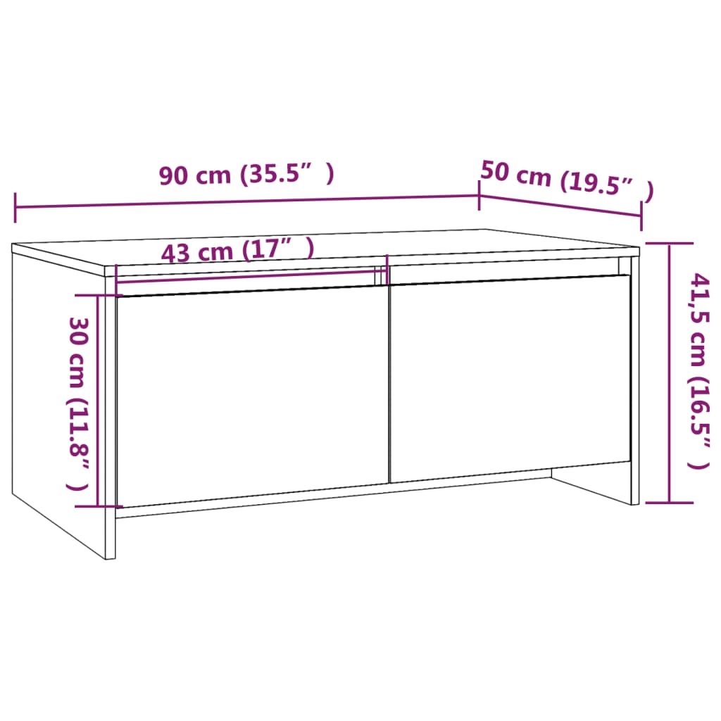 Mesa de Centro com 2 Gavetas - Branco Brilhante - Design Nórdico