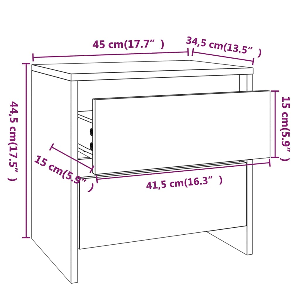 Mesas de cabeceira 2 pcs 45x34,5x44,5 cm aglomerado branco