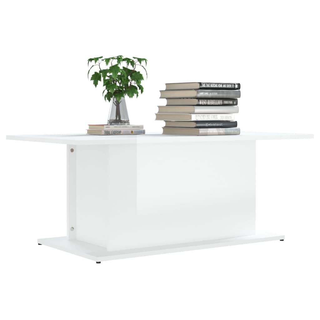 Mesa de centro 102x55,5x40 cm contraplacado branco brilhante