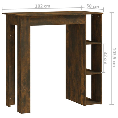 Mesa de Bar Turpe com 3 Prateleiras de 102 cm - Madeira Rústica - Design Moderno