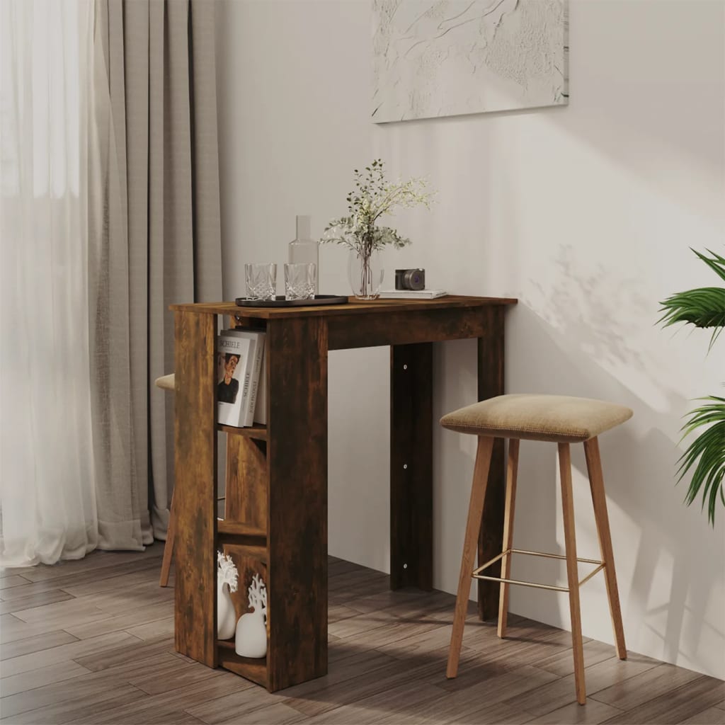 Mesa de Bar Turpe com 3 Prateleiras de 102 cm - Madeira Rústica - Design Moderno