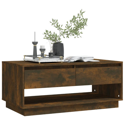 Mesa de Centro Madrid com 2 Gavetas de 102 cm - Madeira Rústica - Design Moderno