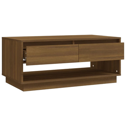 Mesa de Centro Madrid com 2 Gavetas de 102 cm - Castanho - Design Moderno