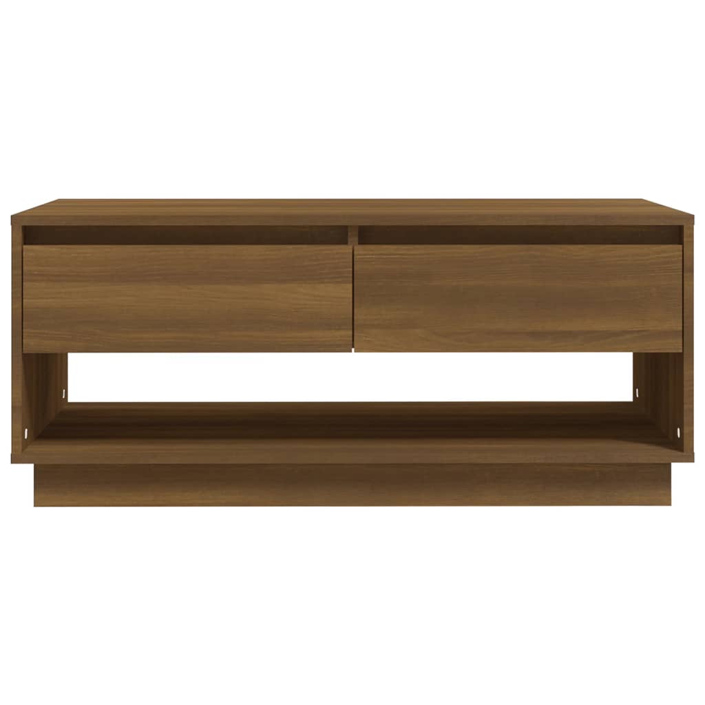 Mesa de Centro Madrid com 2 Gavetas de 102 cm - Castanho - Design Moderno