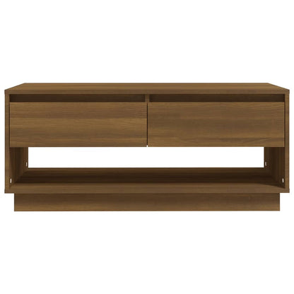 Mesa de Centro Madrid com 2 Gavetas de 102 cm - Castanho - Design Moderno