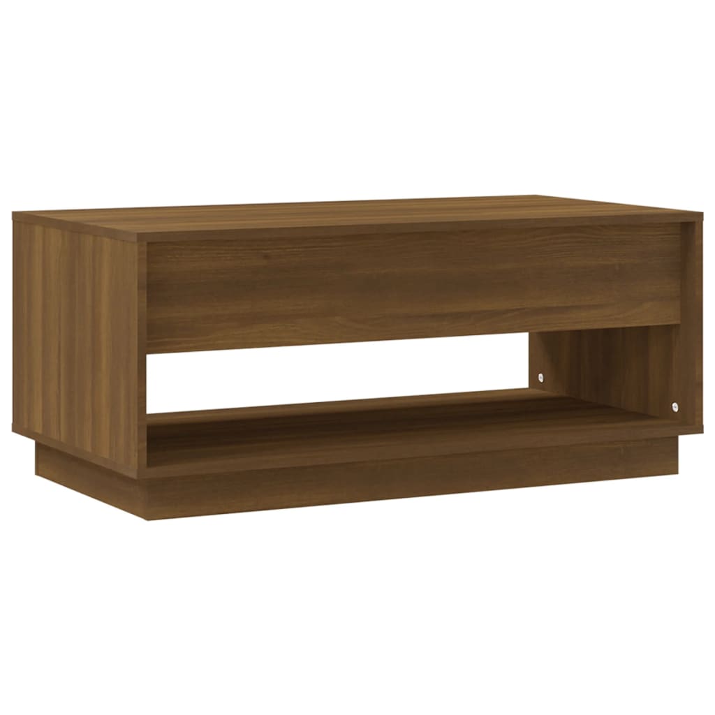 Mesa de Centro Madrid com 2 Gavetas de 102 cm - Castanho - Design Moderno