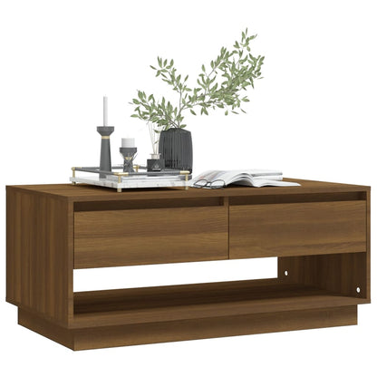 Mesa de Centro Madrid com 2 Gavetas de 102 cm - Castanho - Design Moderno