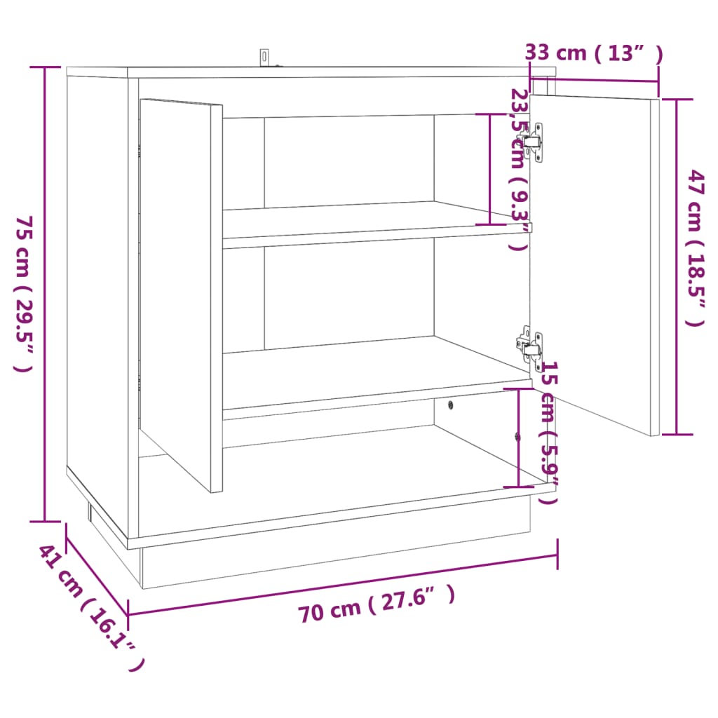 Aparador Moura de 2 Portas de 70 cm - Cinzento  - Design Nórdico