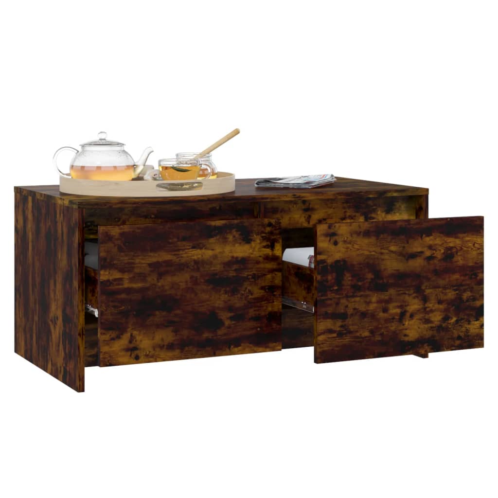 Mesa de Centro com 2 Gavetas - Madeira Rustica - Design Nórdico