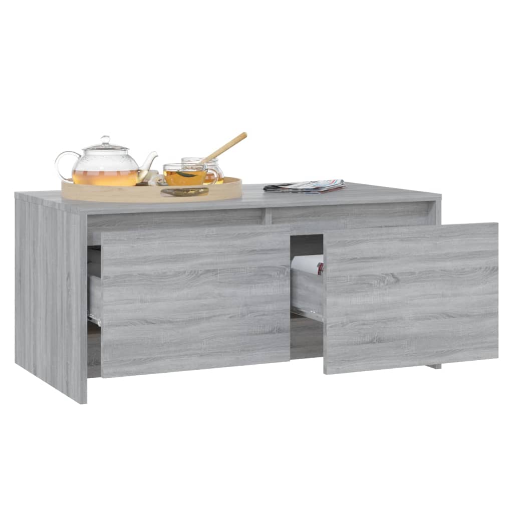 Mesa de Centro com 2 Gavetas - Cinzento - Design Nórdico