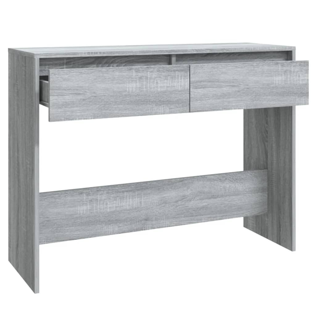 Consola de Entrada Gérard - 100x35x76,5 cm - Com 2 Gavetas - Aglomerado - Cor Cinzento Sonoma - Design Minimalista