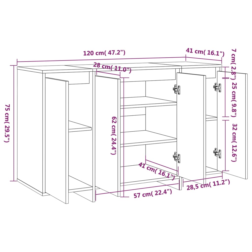 Aparador Endy de 120 cm - Nogueira - Design Moderno