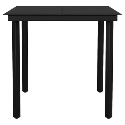 Mesa de jantar para jardim 80x80x74 cm aço e vidro preto