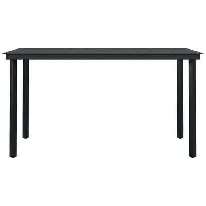 Mesa de jantar para jardim 140x70x74 cm aço e vidro preto