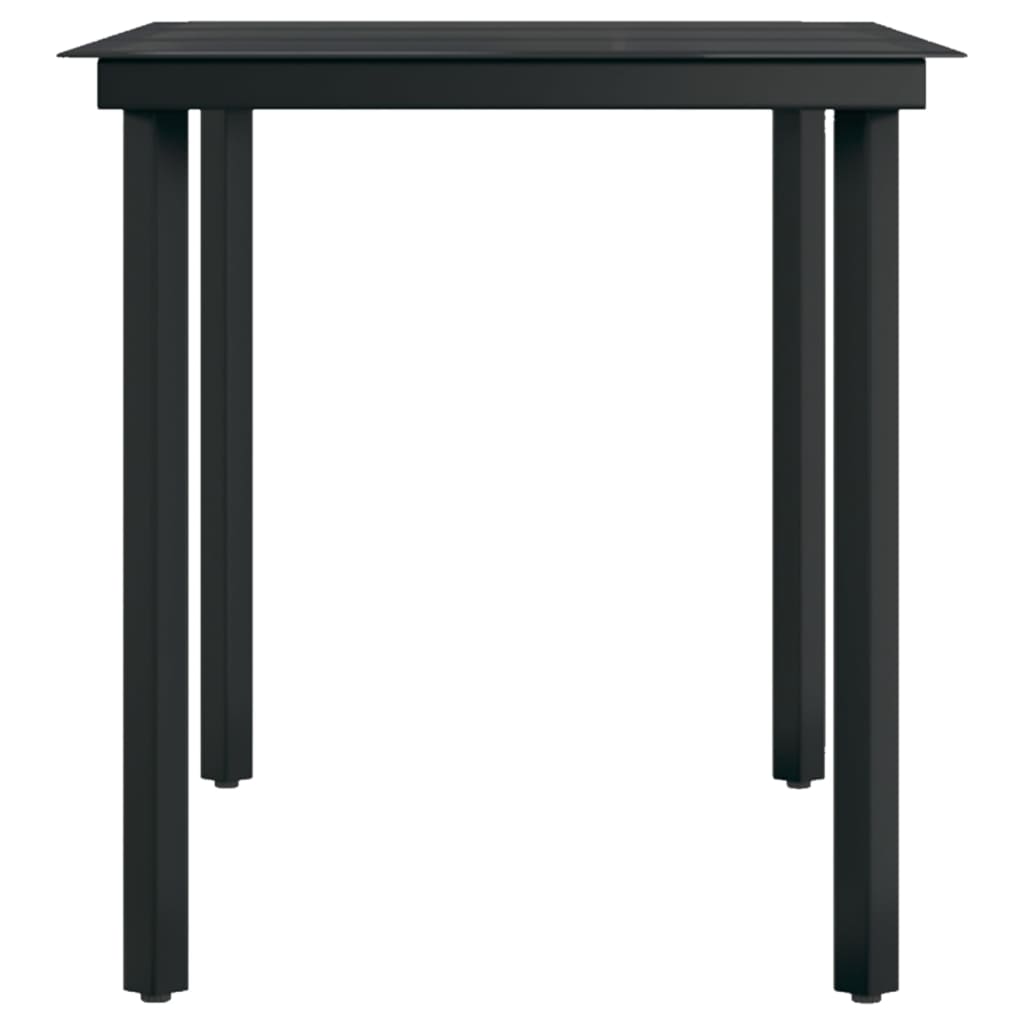 Mesa de jantar para jardim 140x70x74 cm aço e vidro preto