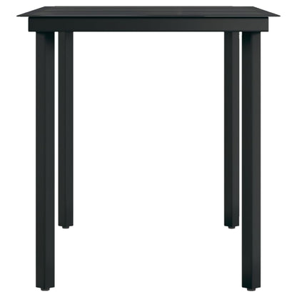 Mesa de jantar para jardim 140x70x74 cm aço e vidro preto